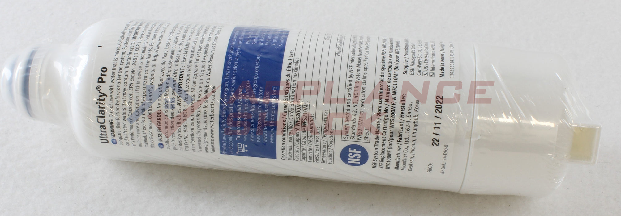 WATER FILTER 42, 53, 401 NSF FRIDGE (AS-0181447/11032531)