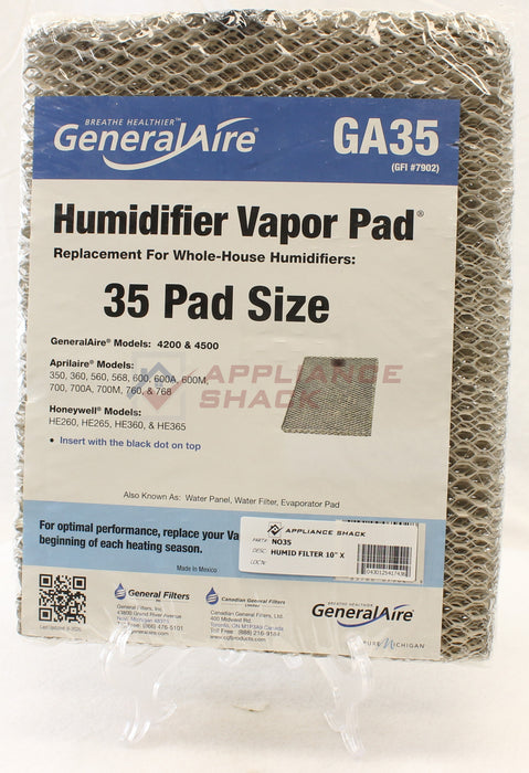 HUMID FILTER 10" X 13" X 1-3/8" HUM (AS-0041743/NO35)