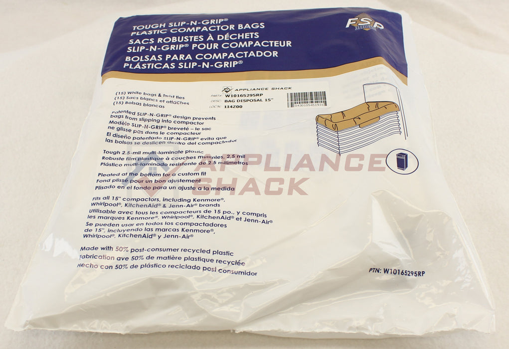 BAG DISPOSAL 15" 15-PCE PLASTIC COM (AS-0045193/W10165295RP)