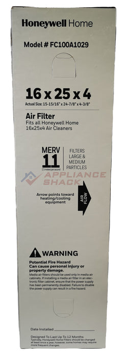 FILTER 16" X 25" X 4" MERV-11 (15-1 (AS-0039539/FC100A1029)